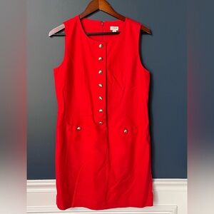 J. Crew Red Mini Dress with Button Accents